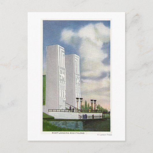 Uitzicht van de landing van de boot en de masten briefkaart (Voorkant)