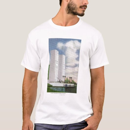 Uitzicht van de landing van de boot en de masten t-shirt (Voorkant)
