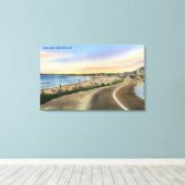 Uitzicht van de lange zanden bij het strand van Yo Canvas Afdruk (Insitu (Houten vloer))