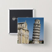 Uitzicht van de Leaning Tower Vierkante Button 5,1 Cm (Voorkant /achterkant)