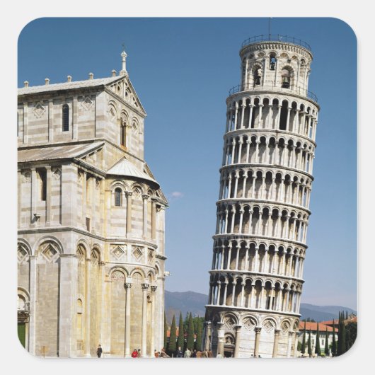Uitzicht van de Leaning Tower Vierkante Sticker (Voorkant)