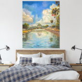 Uitzicht van de lopende brug van het meer canvas afdruk (Insitu (Slaapkamer))