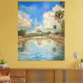 Uitzicht van de lopende brug van het meer canvas afdruk (Insitu (Woonkamer))