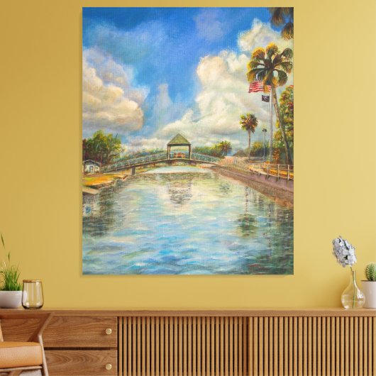 Uitzicht van de lopende brug van het meer canvas afdruk (Insitu (Woonkamer))