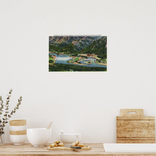 Uitzicht van de lucht die stroomopwaarts van Bonne Poster (Keuken)