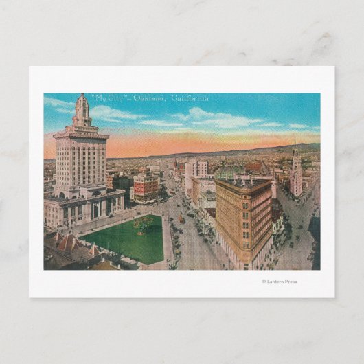 Uitzicht van de lucht in de stad Oakland, CA Briefkaart (Voorkant)
