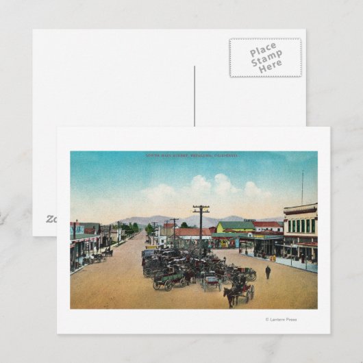 Uitzicht van de lucht van de benedenhoofdstraat Pe Briefkaart (Voorkant / Achterkant)