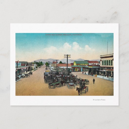 Uitzicht van de lucht van de benedenhoofdstraat Pe Briefkaart (Voorkant)