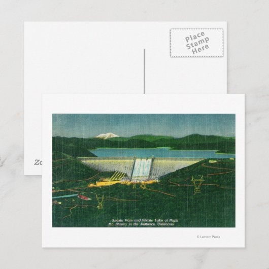 Uitzicht van de lucht van de dam van Shasta, het m Briefkaart (Voorkant / Achterkant)