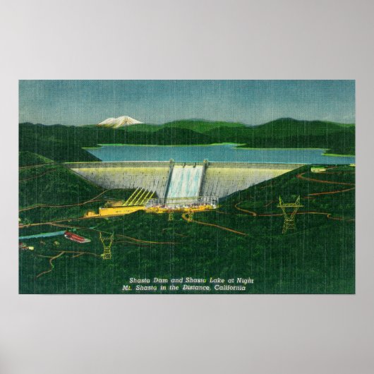 Uitzicht van de lucht van de dam van Shasta, het m Poster (Voorkant)