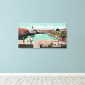 Uitzicht van de lucht van de WharfPetaluma, CA Canvas Afdruk (Insitu (Houten vloer))