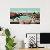 Uitzicht van de lucht van de WharfPetaluma, CA Poster (Thuiskantoor)
