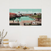 Uitzicht van de lucht van de WharfPetaluma, CA Poster (Keuken)