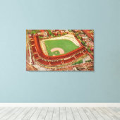 Uitzicht van de lucht van Wrigley FieldChicago, IL Canvas Afdruk (Insitu (Houten vloer))
