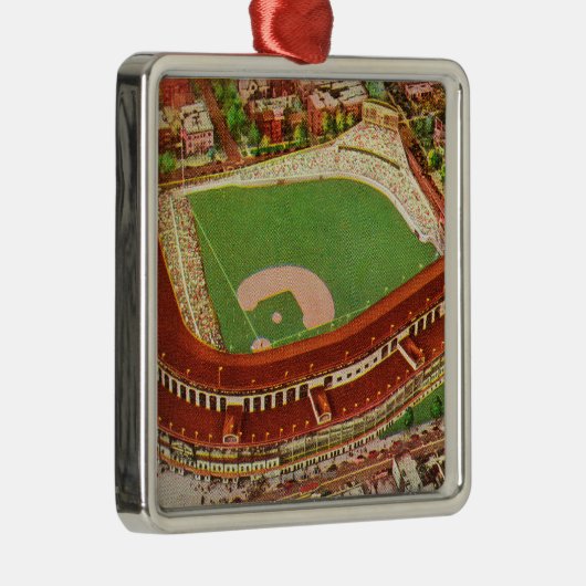 Uitzicht van de lucht van Wrigley FieldChicago, IL Metalen Ornament (Rechts)