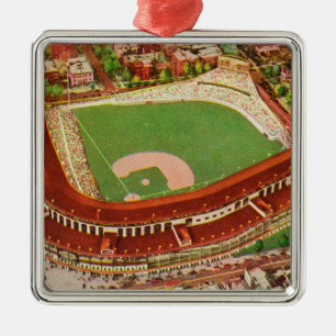Uitzicht van de lucht van Wrigley FieldChicago, IL Metalen Ornament