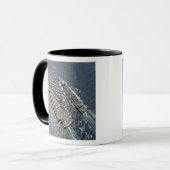 Uitzicht van de luchtvervoerder van vliegtuig USS  Mok (Voorkant links)