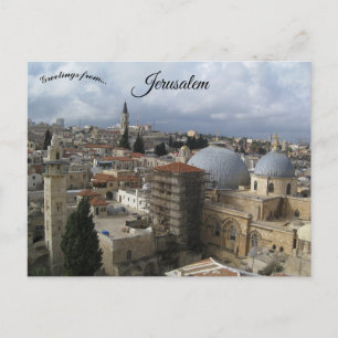 Uitzicht van de Lutherse kerk van Redeemer Jerusal Briefkaart