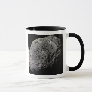 Uitzicht van de maan Hyperion van Saturnus met val Mok