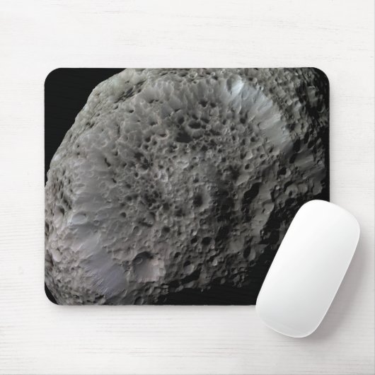 Uitzicht van de maan Hyperion van Saturnus met val Muismat (Met muis)