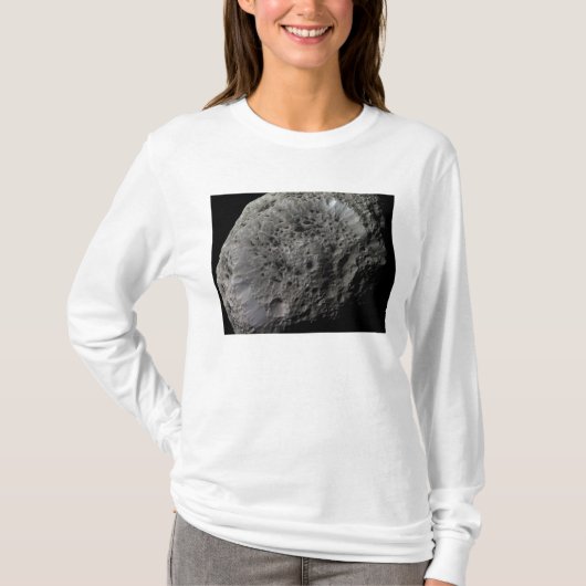 Uitzicht van de maan Hyperion van Saturnus met val T-shirt (Voorkant)