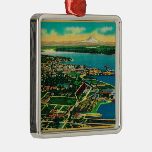 Uitzicht van de marine van Bremerton en Bremerton Metalen Ornament (Rechts)