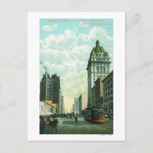 Uitzicht van de markt St. bij 3rd en Kearny Briefkaart (Voorkant)