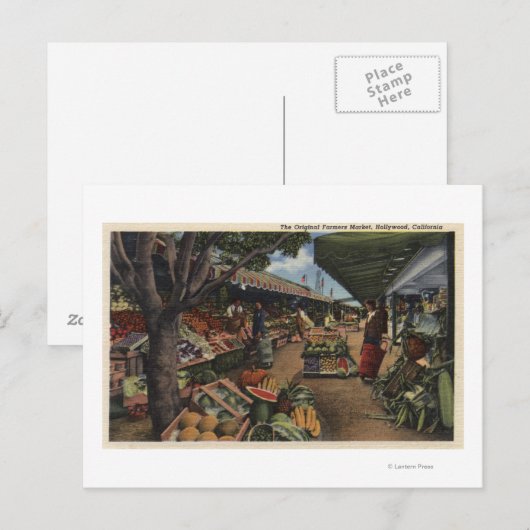 Uitzicht van de markt van de oorspronkelijke landb briefkaart (Voorkant / Achterkant)