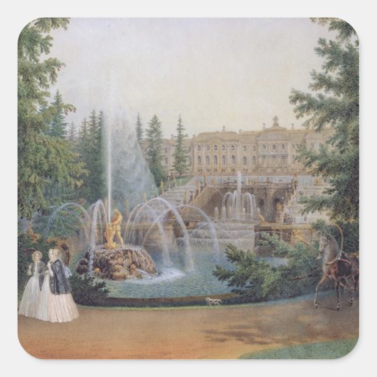 Uitzicht van de Marly Cascade Vierkante Sticker (Voorkant)