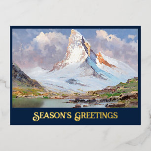Uitzicht van de Matterhorn; Folie Feestdagen Briefkaart