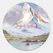 Uitzicht van de Matterhorn, Winter Ronde Sticker (Voorkant)