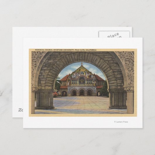Uitzicht van de Memorial Church, Stanford U. Briefkaart (Voorkant / Achterkant)