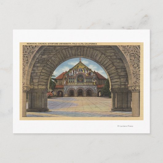 Uitzicht van de Memorial Church, Stanford U. Briefkaart (Voorkant)