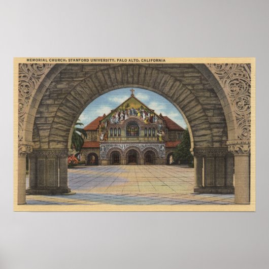 Uitzicht van de Memorial Church, Stanford U. Poster (Voorkant)