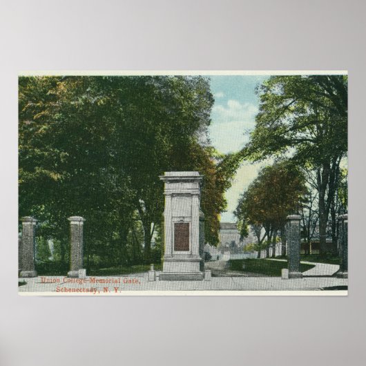 Uitzicht van de Memorial Gate van het Uniecollege Poster (Voorkant)
