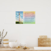 Uitzicht van de Memorial Pilgrim en beknopte infor Poster (Keuken)