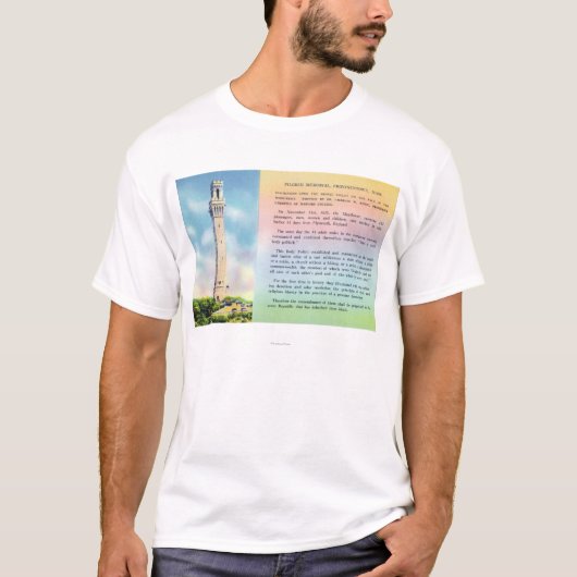 Uitzicht van de Memorial Pilgrim en beknopte infor T-shirt (Voorkant)