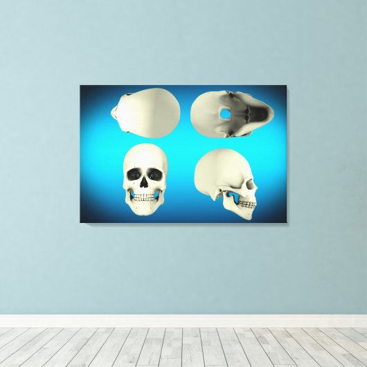 Uitzicht van de menselijke schedel van verschillen canvas afdruk (Insitu (Houten vloer))