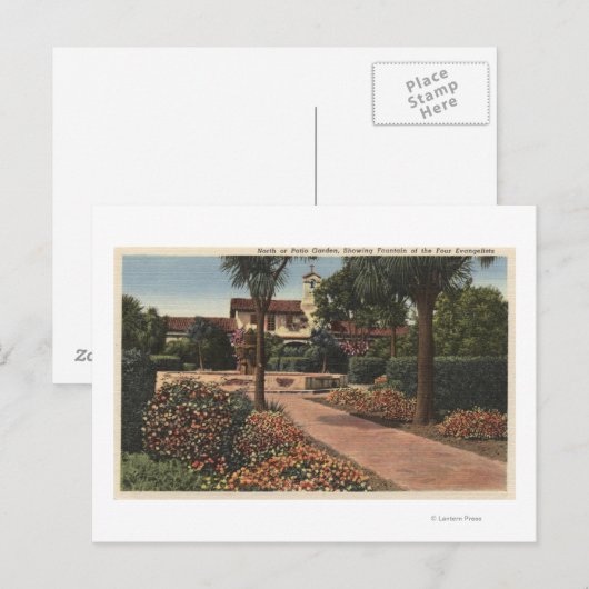 Uitzicht van de missie, Patio Gardens Briefkaart (Voorkant / Achterkant)