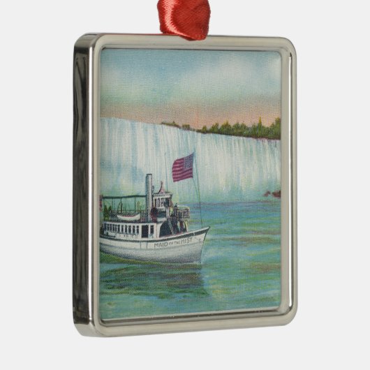 Uitzicht van de Mist Boat Metalen Ornament (Rechts)