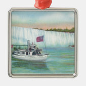 Uitzicht van de Mist Boat Metalen Ornament (Voorkant)