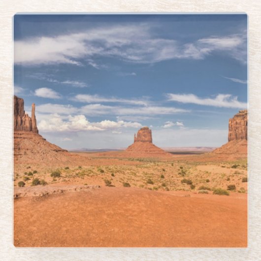 Uitzicht van de Mittens, Monument Valley Glazen Onderzetter (Voorkant)