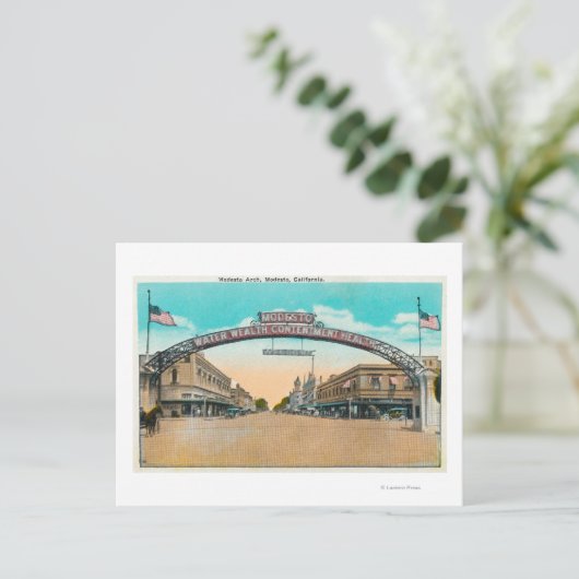 Uitzicht van de Modesto Welcoming ArchModesto, CA Briefkaart (Staand voorkant)