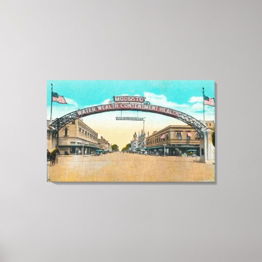 Uitzicht van de Modesto Welcoming ArchModesto, CA Canvas Afdruk (Voorkant)