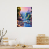 Uitzicht van de Mooie Evening Street Mote, digital Poster (Keuken)