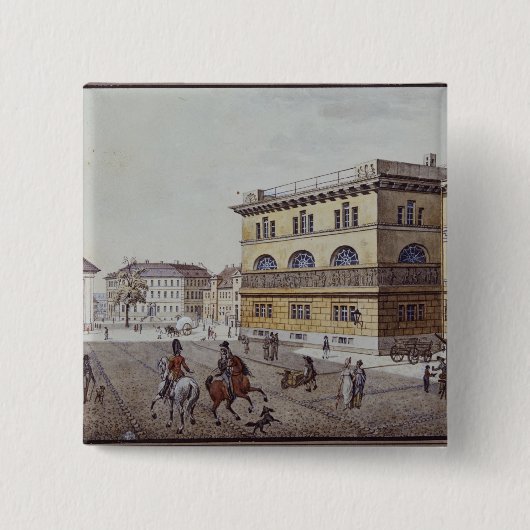 Uitzicht van de munt, Berlijn Vierkante Button 5,1 Cm (Voorkant)