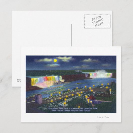 Uitzicht van de nachtschool van Oakes Garden en Briefkaart (Voorkant / Achterkant)