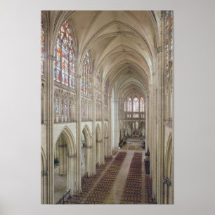 Uitzicht van de nave en het koor poster