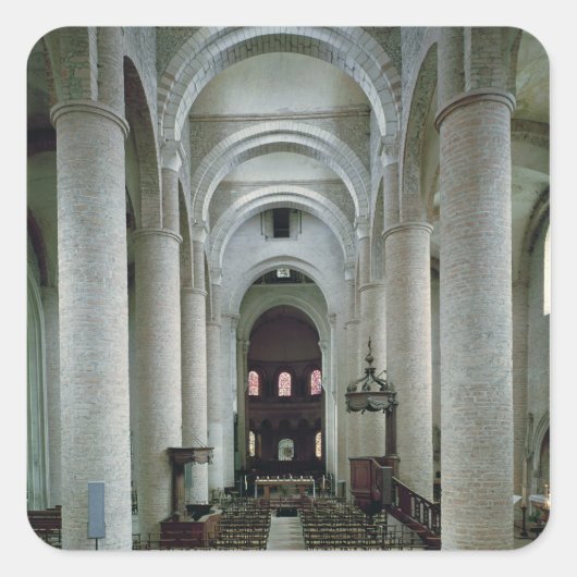 Uitzicht van de nave, naar het altaar gericht vierkante sticker (Voorkant)