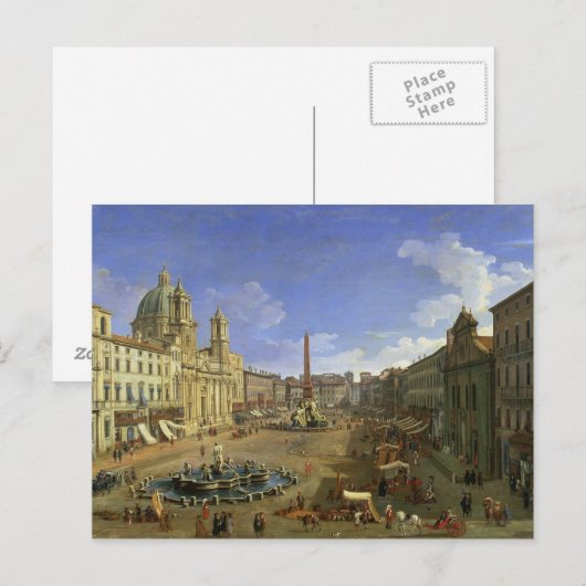 Uitzicht van de Navona van Piazza, Rome Briefkaart (Voorkant / Achterkant)
